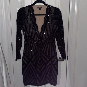 Express V-Neck Sequin Sheath Dress